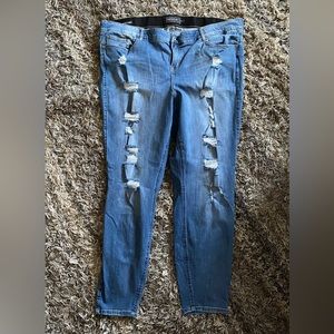 Torrid Bombshell Skinny Jeans Womens Plus 26T Tall Blue Medium Distressed